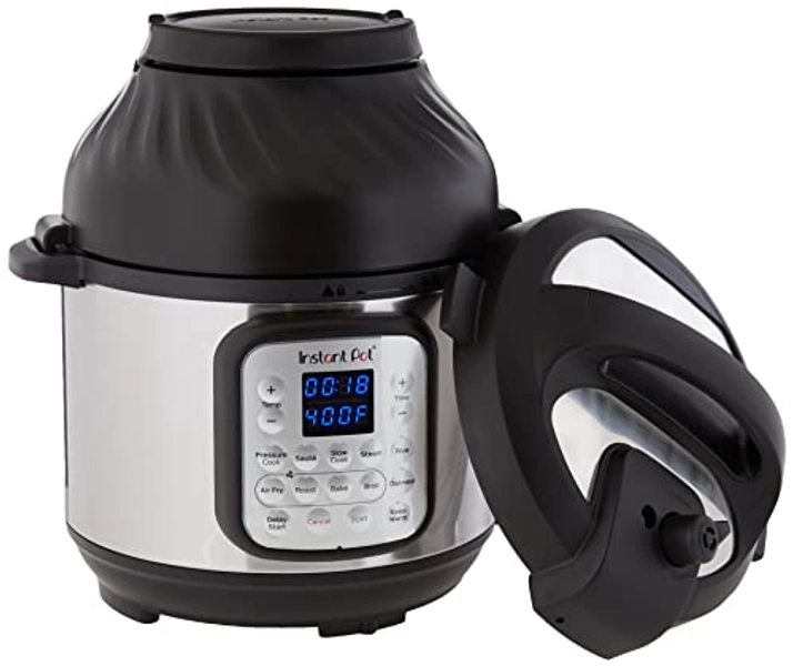 Instant Pot Duo Crisp 9-in-1 Electric Pressure Cooker and Air Fryer Combo with Stainless Steel Pot, Pressure Cook, Slow Cook, Air Fry, Roast, Steam, Sauté, Bake, Broil and Keep Warm