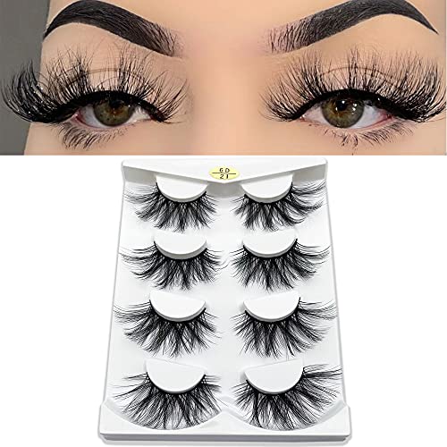 Mikiwi 25mm Lashes, Dramatic 6D Faux Mink Lashes, Fluffy Volume Eyelashes, Thick Crossed Lashes, Long Faux 25mm Mink Lashes - 6D21/25MM
