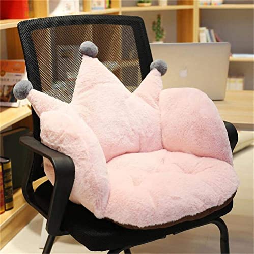 Cute Crown Shaped Armchair Back Seat Cushion Support Soft Warm Plush Lazy Sofa Office Seat Pad Pillow Relieves Back Coccyx Sciatica Tailbone Pain Relief Chair Cushions Floor Mat Back Chair - Pink Crown Shape