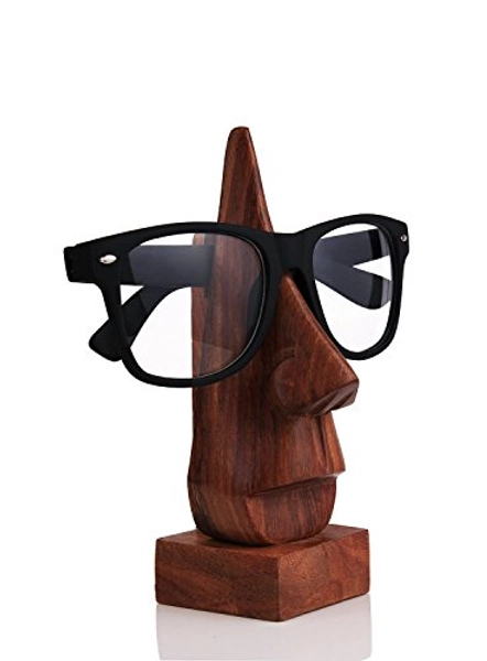 storeindya Wooden Handmade Nose-Shaped Eyeglass Spectacle Holder,Eyewear Retainer, Sunglasses Holder, Spectacle Display Stand