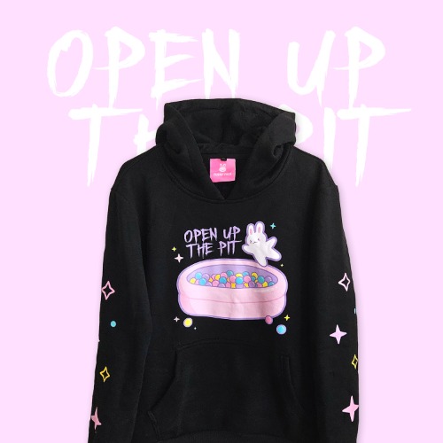Open Up the Pit Hoodie (Black) — Death Petal ✿