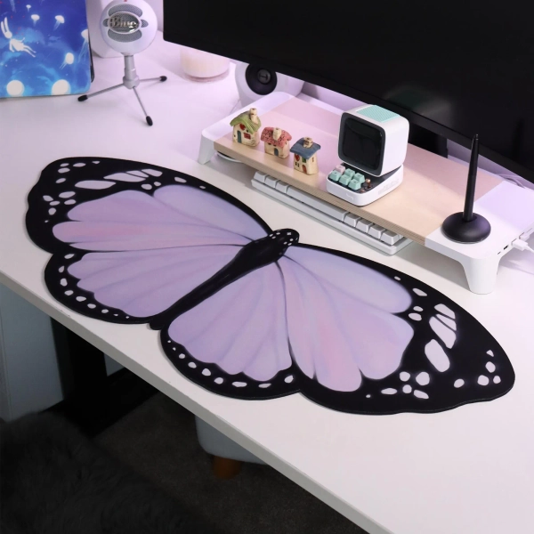 Lilac Butterfly Deskmat 90x40cm Waterproof