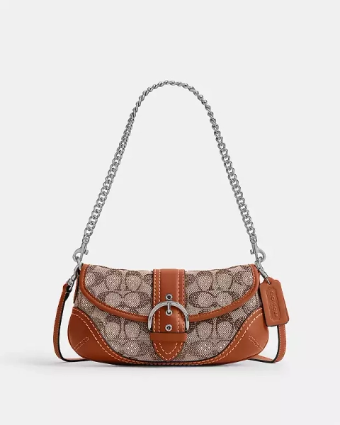Silver/Burnished Amber Soho Bag 25 In Crystal Signature Jacquard