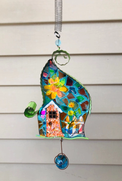 Gnome..Gnome House..blingthingzbylori..Gardenart..Yardart..Whirligigs wind spinner..Sun Catcher