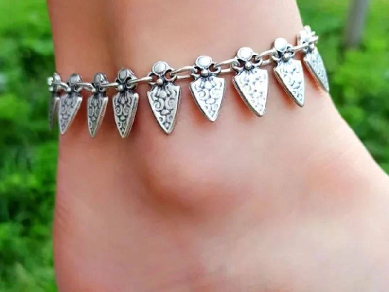 Silver Triangle Dangle Anklet | Etsy
