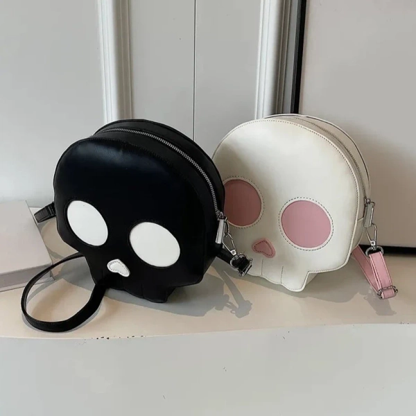 Cute Kawaii Spooky Black or White/ Pink Shoulder Crossbody Bag