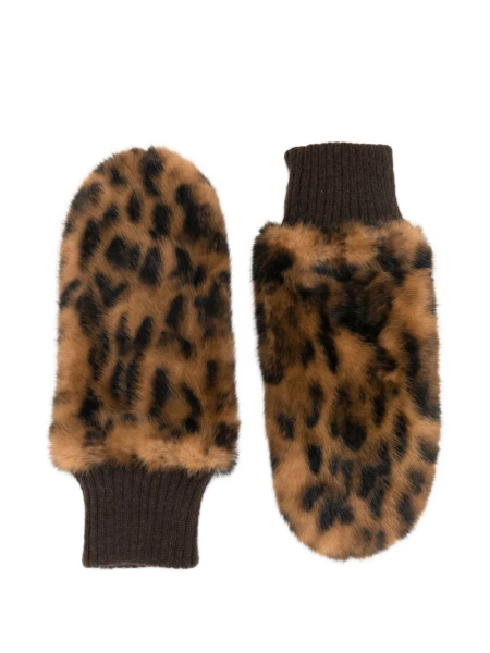 Bellerose Madina leopard-print mittens | M
