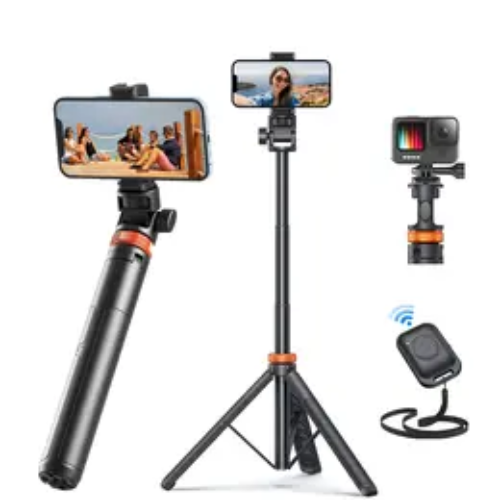 *TT SHOP*62" Phone Tripod for iPhone/Android & Selfie Stick with Remote, Upgraded Stand, Compatible with iPhone 16/15/14/13, Travel-Friendly & Stable