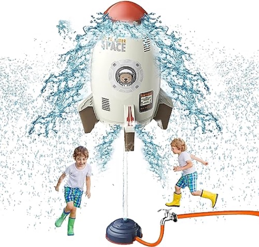 TANSAR Sprinkler Rocket Launcher, Outdoor Water Toys for Kids, Summer Outside Game, Holiday & Birthday Ideas for Boys Girls Age 3 4 5 6 7 8 Year Old, Gray - Gray