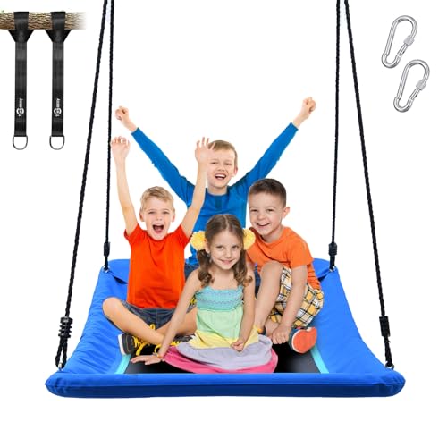 Trekassy 700lb Giant 60" Skycurve Platform Tree Swing for Kids and Adults with 2 Hanging Straps-Blue - Blue