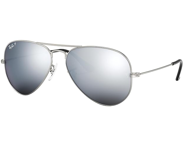 Ray-Ban Pilot Aviator Original mit Care-Kit - Large 58 - Silver | Flash Polarized