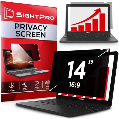 SightPro 14" Laptop Privacy Screen Filter for 16:9 Widescreen Display - Computer Monitor Privacy Shield and Anti-Glare Protector - 16:9 Aspect Ratio