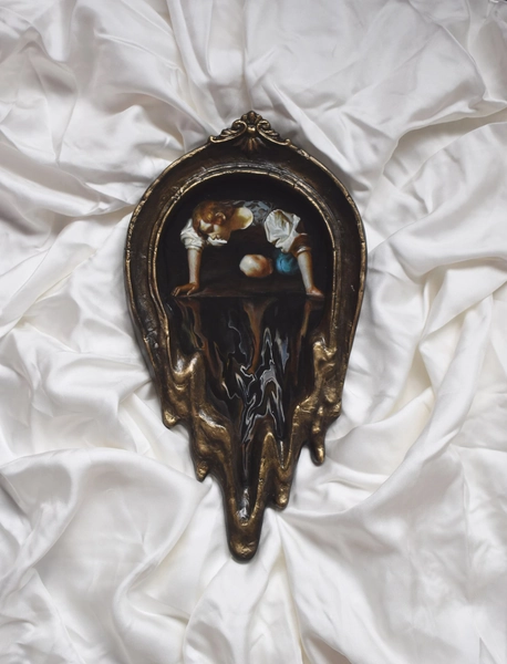 Caravaggio Narcissus | contemporaryart | handmade liquid frame| made to order