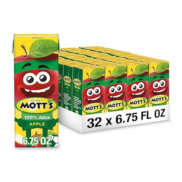 Mott's 100% Original Apple Juice, 6.75 Fl Oz Boxes, 32 Count (4 Packs Of 8), 2 Servings Of Fruit, 100% Fruit Juice, Gluten-free, Caffeine-free, Kosher, Contains No Artificial Colors Or Sweeteners