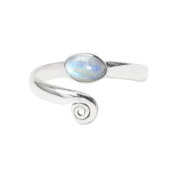 Rainbow Moonstone Stone Toe rings - 925 Sterling Silver Toe ring- Midi Ring Girls Women Body Jewelry Adjustable Toe Ring Handmade Toe Ring Natural Gemstone Toe Rings