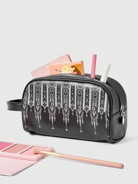 ROMWE Goth Gothic Style Printed Fashion Portable Large Capacity Cosmetic Bag