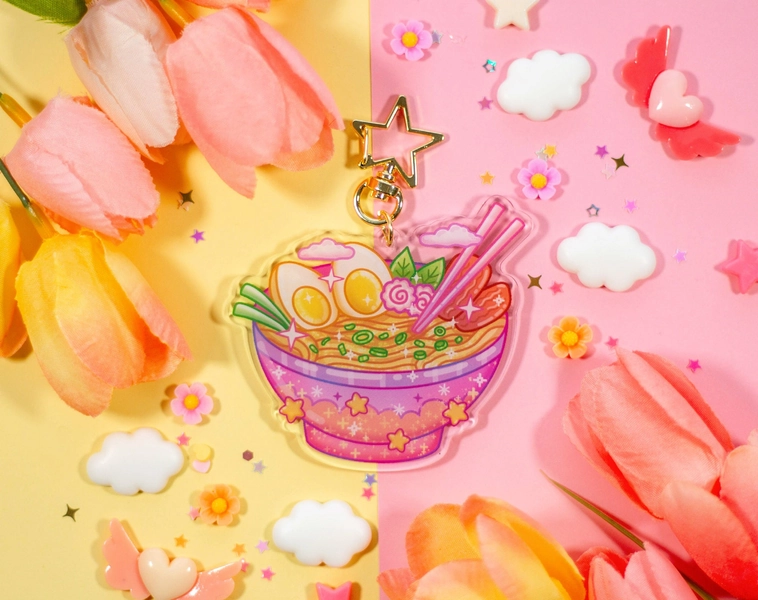 Ramen Bowl Aesthetic Cute Acrylic Charm Keychain
