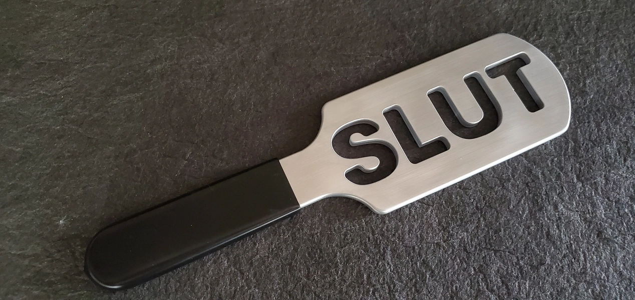 SLUT Cutout Aluminum Paddle from Ballistic Metal, Spanking Fetish, Master, Mistress, BDSM, Sissy Steel Impact Device