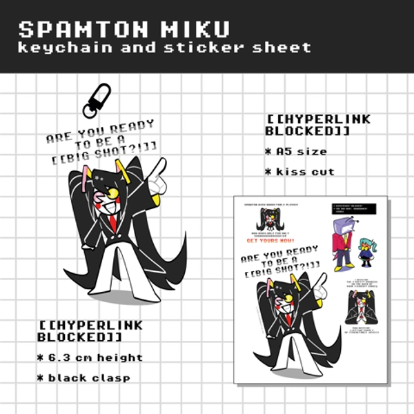 [VOCALOIDxDELTARUNE] Spamton Miku Keychain/Sticker Sheet