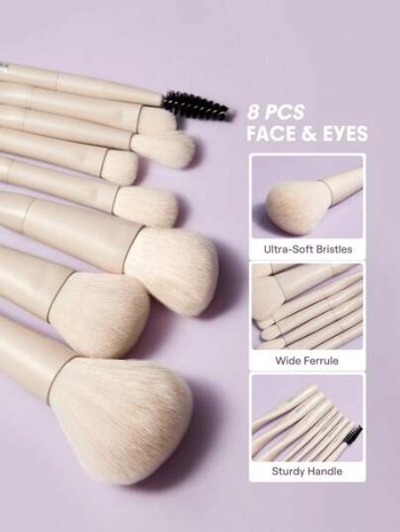 SHEGLAM Pro Core Brush Kit 8 Pcs/Set Professional Makeup Brushes Soft Brush Set With Face Brush, Eye Brush, Eyebrow Brush, Foundation Brush, Blush Brush, Highlighter Brush Portable Travel Makeup Brushes Makeup Tool Graduation Birthday Holiday Summer Fall Autumn Y2K Fancy Fashion Women Makeup Cosmetic Party Beach Travel Camping Outdoors School Campus Trip Festivals Decor Gift Present Rose Girl Cosplay Best Color Charm Vibe