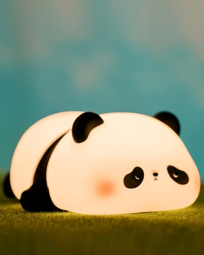 ATSUI Cute Panda Night Light, LED Squishy Novelty Animal Night Lamp, Food Grade Silicone 3 Level Dimmable Breastfeeding Nursery Nightlight for Room Decor, Cute Gifts Stuff for Boys Girls Baby Children - Panda