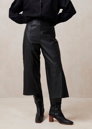 Montpellier Black Leather Pants | S