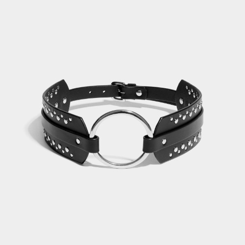 STUDDED O-RING BELT | Black / Silver / S