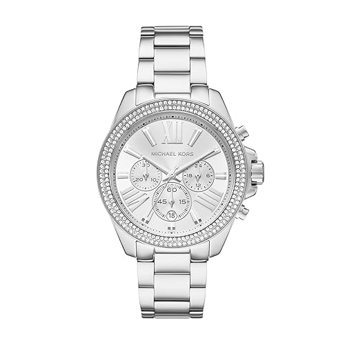 Michael Kors Wren Women's Watch, Stainless Steel and Pavé Crystal Watch for Women - Silver Pave Bezel