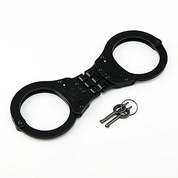 VIPERTEK Heavy Duty Hinged Double Lock Steel Police Edition Professional Grade Handcuffs (Black)