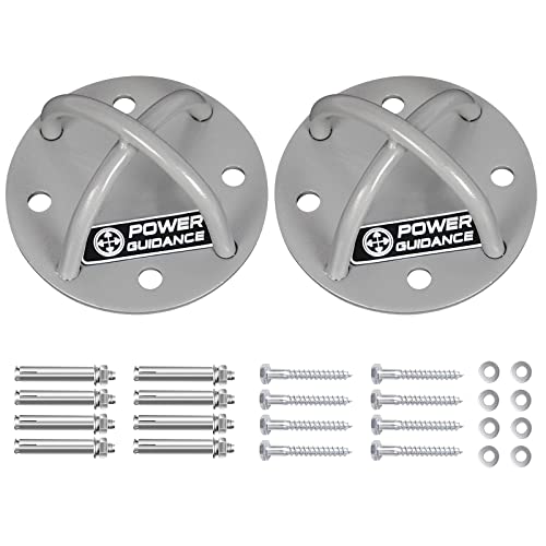 POWER GUIDANCE Ceiling Anchor - Wall Mount Bracket for Suspension Straps, Gymnastic Rings, Yoga Swings & Hammock, Resistance Band, Battle Rope - 2*sliver