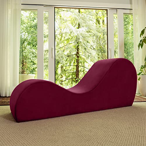 Avana Sleek Chaise Lounge for Yoga-Made in The USA-for Stretching, Relaxation, Exercise & More, 60D x 18W x 26H Inch, Red - Red