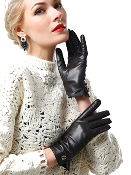 NappaNovum Women's Italian Leather Gloves Lambskin Winter Comfort Gloves (Touchscreen or Non-Touchscreen)