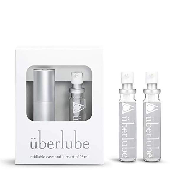 Überlube Good-to-go Travel Lube Set + Two Refills | Latex-Safe Natural Silicone Lube for Sex with Vitamin E | Unscented, Flavorless, Zero Residue, Works Underwater Silver Kit+ 2 refills (45ml Total)