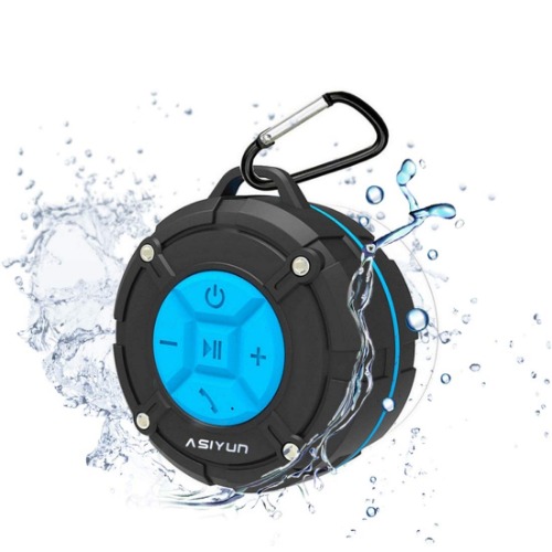 ASIYUN Shower Speaker, IPX7 Waterproof Bluetooth Speaker, Loud HD Sound, Portable Wireless Speaker with Suction Cup & Sturdy Hook, Built-in Mic, for Shower, Pool, Beach, Outdoor(Blue) - Blue