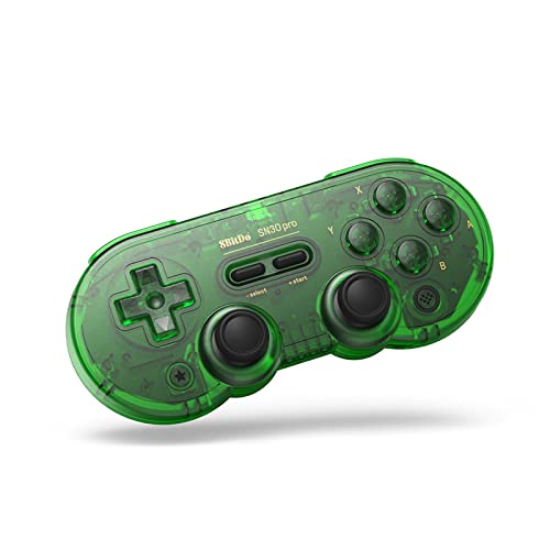 AKNES 8Bitdo SN30 Pro Bluetooth Controller, Retro Clasic Wireless Controller with Joysticks Rumble Vibration, Gamepad for Switch/Switch OLED, PC, macOS, iOS, Android, Steam Deck & Raspberry Pi - Jade Green - Green