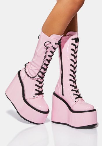 Pink Holographic Purgatory Platform Boots | US 8