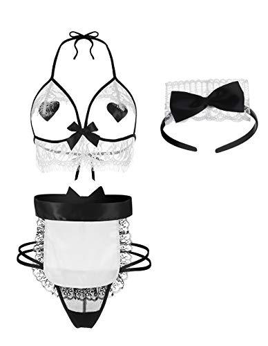 EDENIGHT Maid Costume Maid Outfit Cosplay Maid Dress French Maid Lingerie for Women - Black3 - One Size