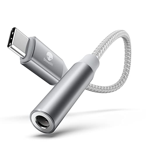 Adapter USB C auf Klinke,Stouchi USB Typ C auf 3,5 mm Kopfhörer Adapter Aux Audio Dongle,HiRes DAC Chip,Kompatibel mit Samsung Galaxy S23 S22 S21 Ultra Note 20 S10,Pixel 7,Pad Mini 6,Huawei P50 Silber - 1 Packung - Silber