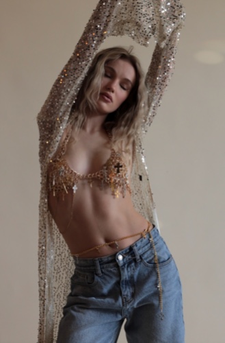 Bolero Duster in Sequin Net | Gold / XS