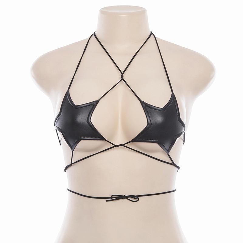 Latex Star Bralette - Black