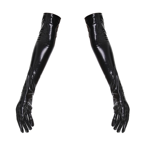 Amorino Women's Seductive Latex Elbow Gloves - Black / M