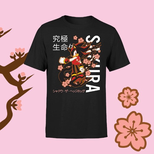 Official Sonic the Hedgehog Black Shadow Sakura T-Shirt | UK M / US S
