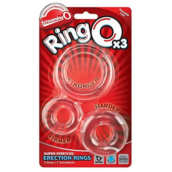 Screaming O Ringo, Clear - Cock Ring Set of 3 - Penis Ring, Stretchy, Comfortable Pleasure Ring - Couple Sex Toys, Dick Ring for Mutual Pleasure