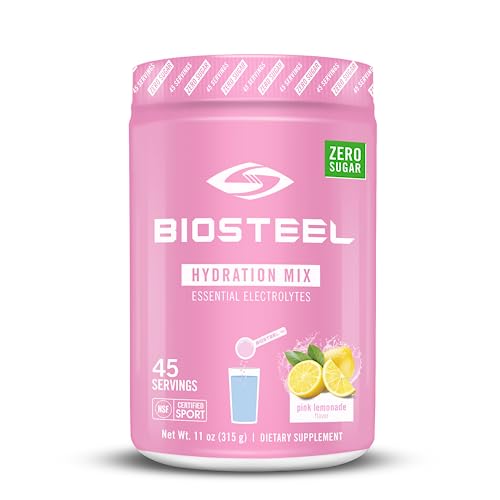 BioSteel Zero Sugar Hydration Mix, Great Tasting Hydration with 5 Essential Electrolytes, Pink Lemonade Flavor, 45 Servings per Tub - 45 Servings (Pack of 1)
