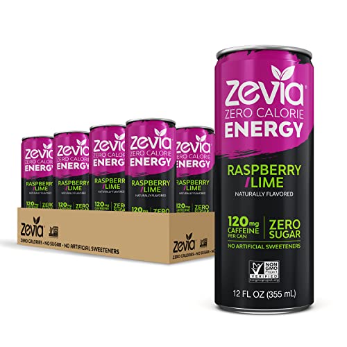 Zevia Zero Calorie Energy Drink, Raspberry Lime, 12 Ounce Cans (Pack of 12) - Raspberry Lime - 12 Ounce (Pack of 12)
