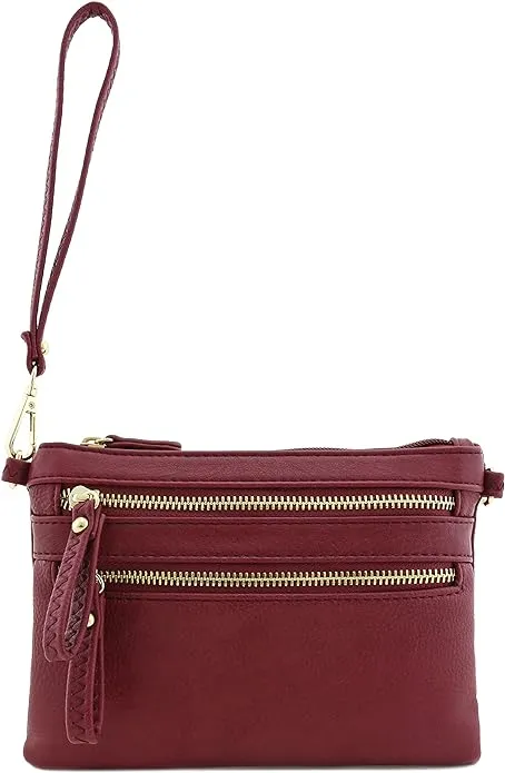 Small Wristlet Crossbody Bag (Burgundy)