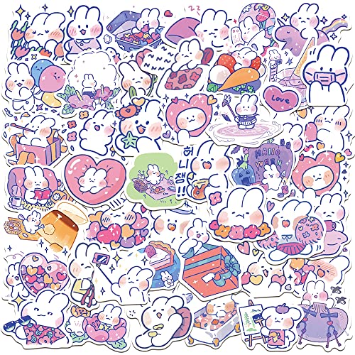 100 Pcs Cute Rabbit Stickers,Kids Adults Teens Girls Vinyl Rabbit Decals for Computer, Luggage, Guitar, Bottle, Refrigerator, Phone, Laptop Birthday Kawaii Animal Decorations