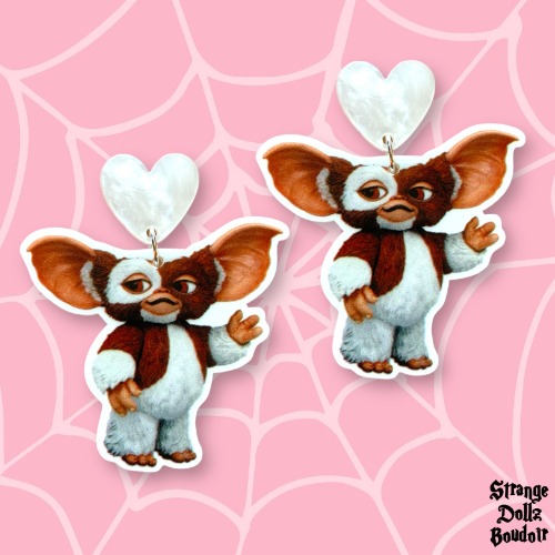 Gizmo earrings, Gremlin, 925 sterling silver, 80s, retro nostalgia, Strange Dollz Boudoir