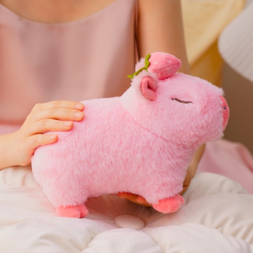 🍓 Strawberry Capybara Plushie (10"/25cm)