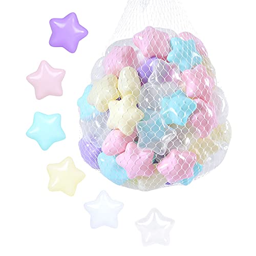 Star Ball Pit Balls Pack of 100-6 Macaron Color Star Balls BPA&Phthalate Free Non-Toxic Crush Proof Ocean Ball Soft Plastic Balls for 1-5Years Toddlers Baby Kids Birthday Pool Tent Party. - Pastel 6 Color Star Ball-100PCS